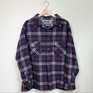 Vintage Pendleton Virgin Wool Tartan Plaid Flannel Button Down Shirt